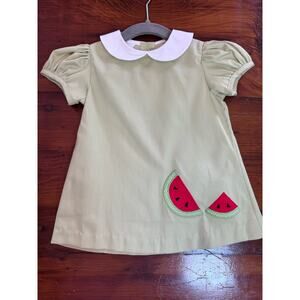 Betti Terrell Baby Girl Watermelon Applique Dress Size 12 Months Green